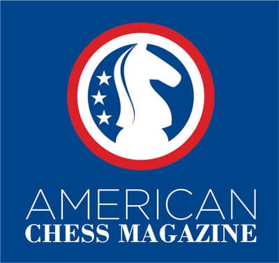 American Chess Magazine logo, vertical, white type
