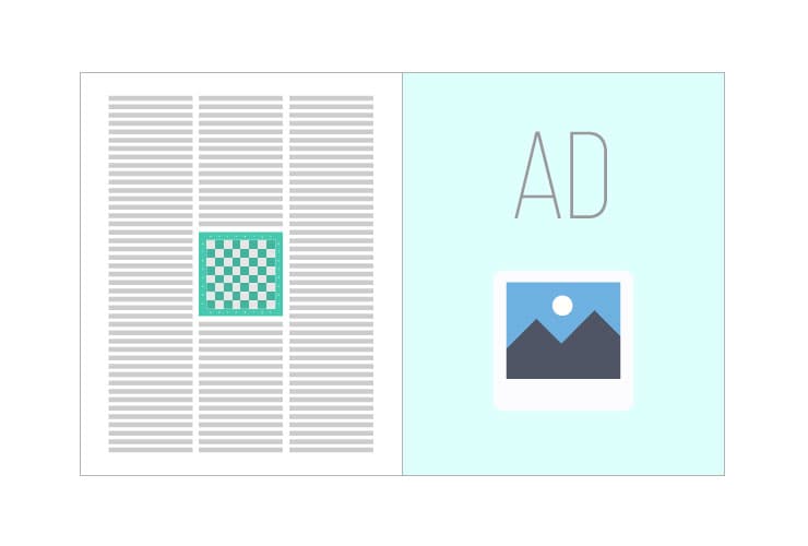 Full page ad placement