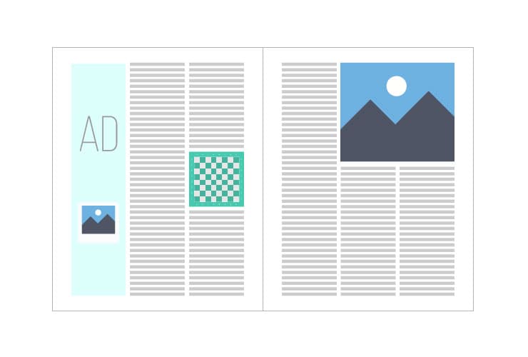 Third page, vertical ad placement