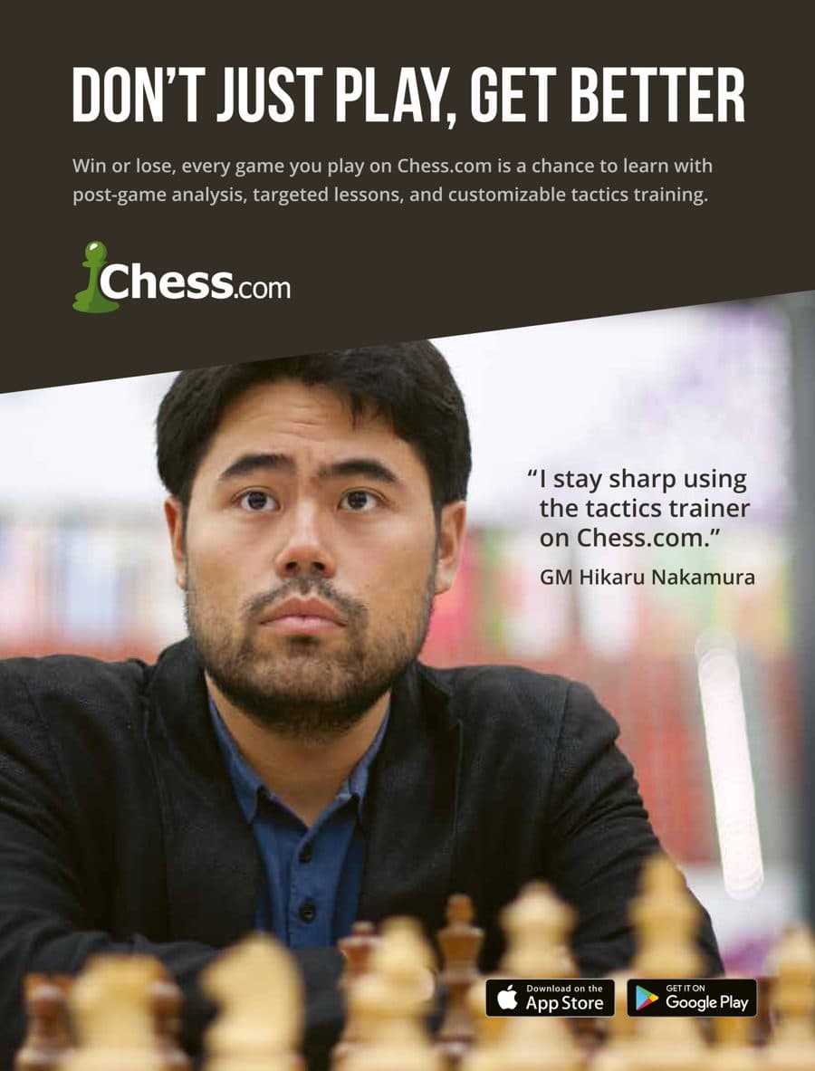 Chess.com: Don't just play, get better, advertisement printed in American Chess Magazine