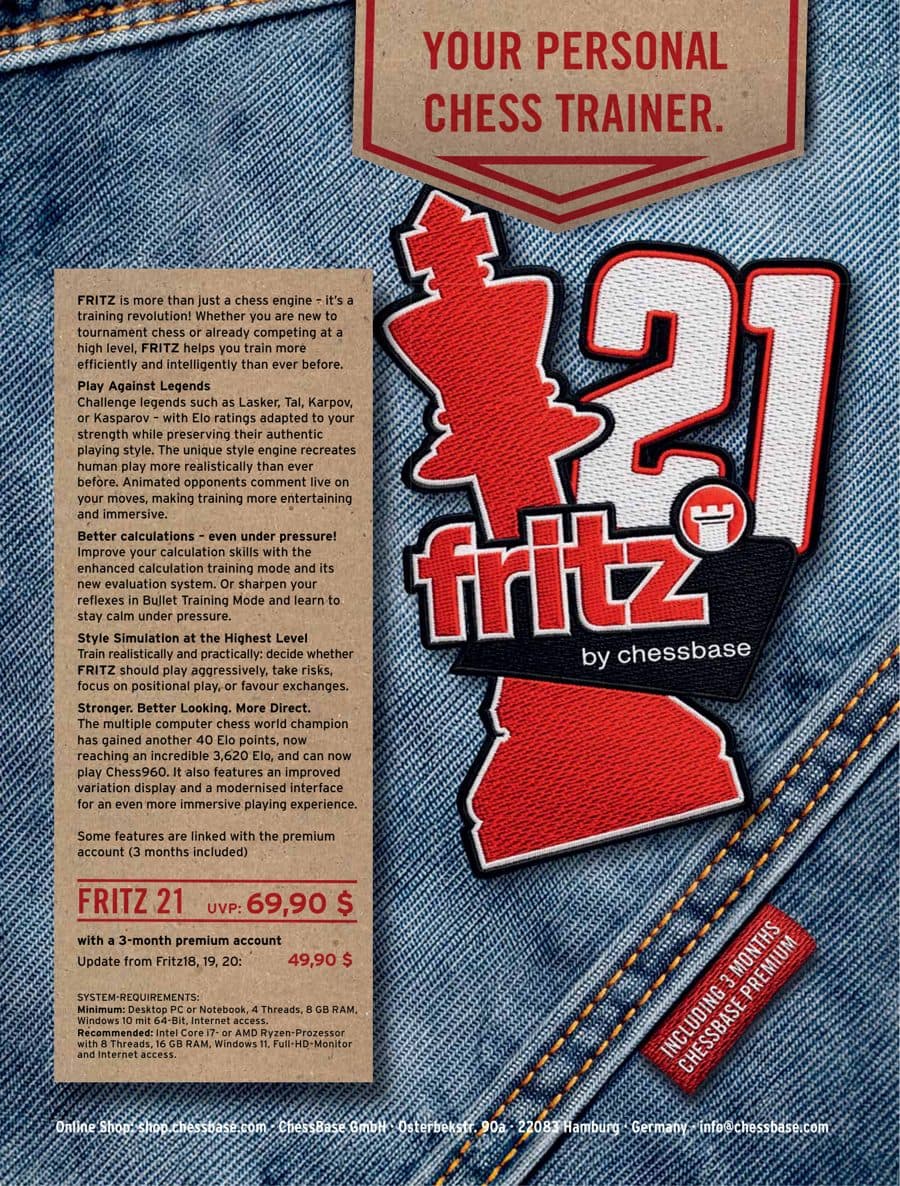 ChessBase: Fritz 21, advertisement printed in American Chess Magazine