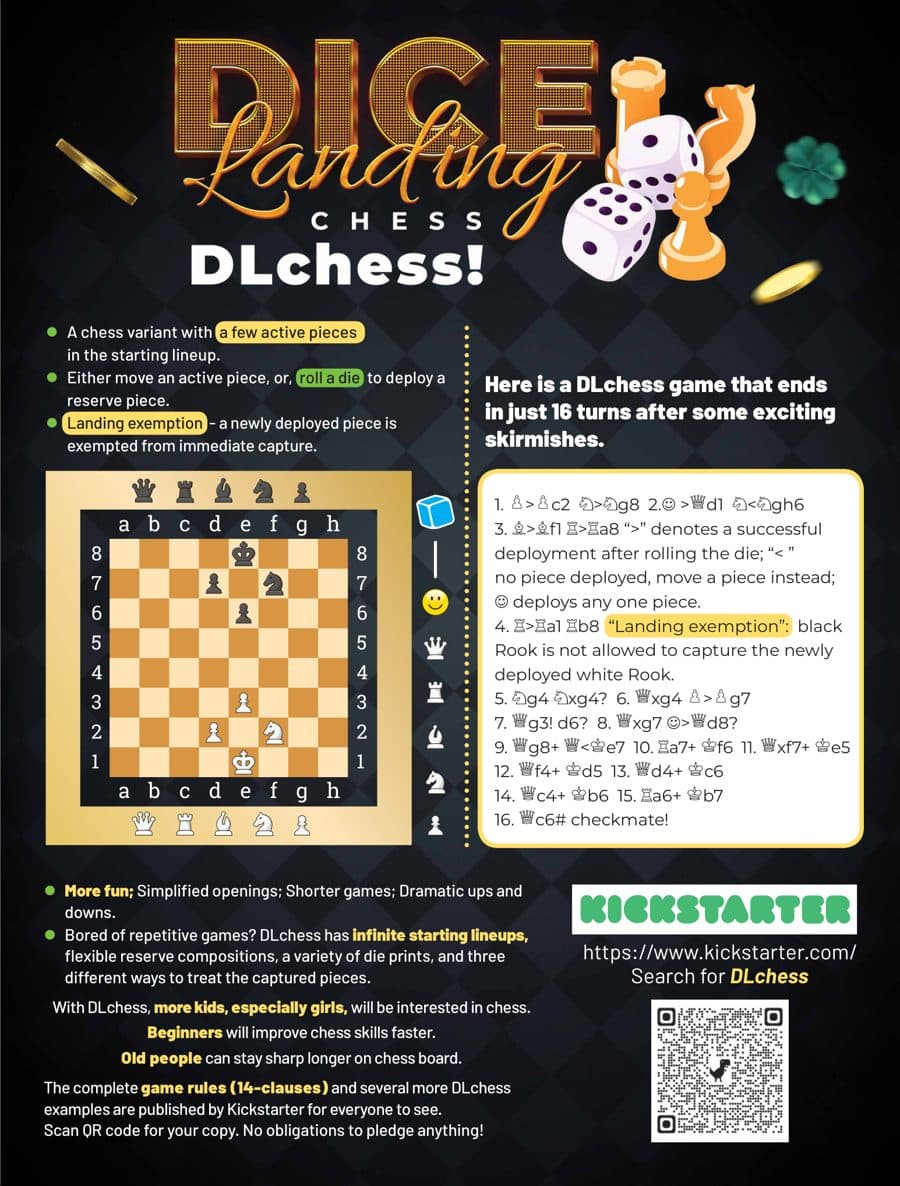 Dice Random Chess advertisement printed in American Chess Magazine