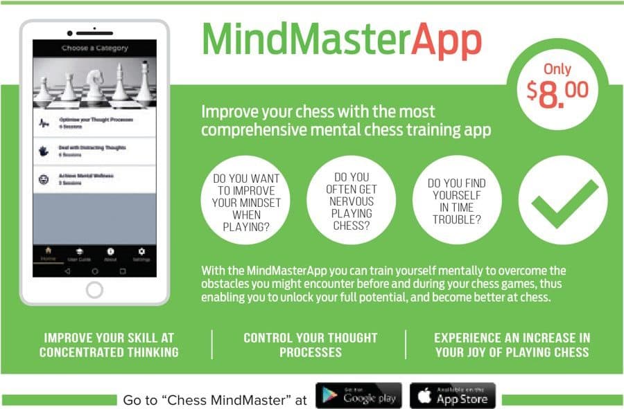 MindMaster App advertisement printed in American Chess Magazine