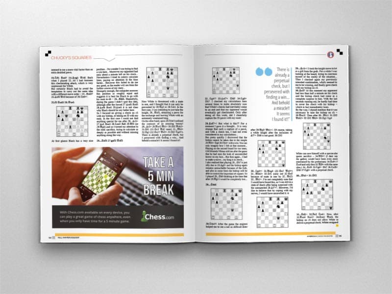 Chess.com advertisement printed in American Chess Magazine