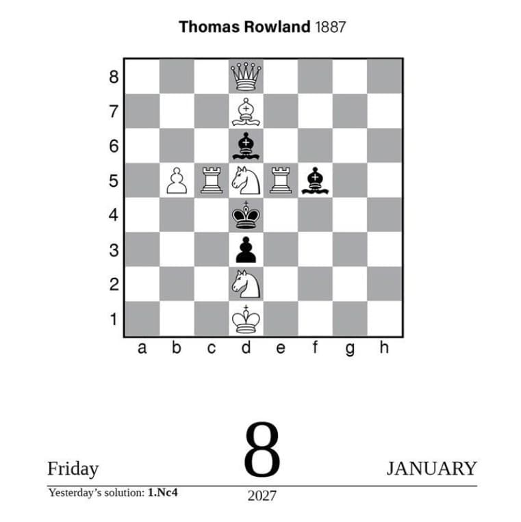 Chess 2027 Day-to-Day Calendar — sample page