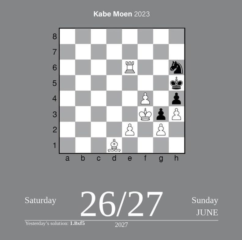 Chess 2027 Day-to-Day Calendar — sample page